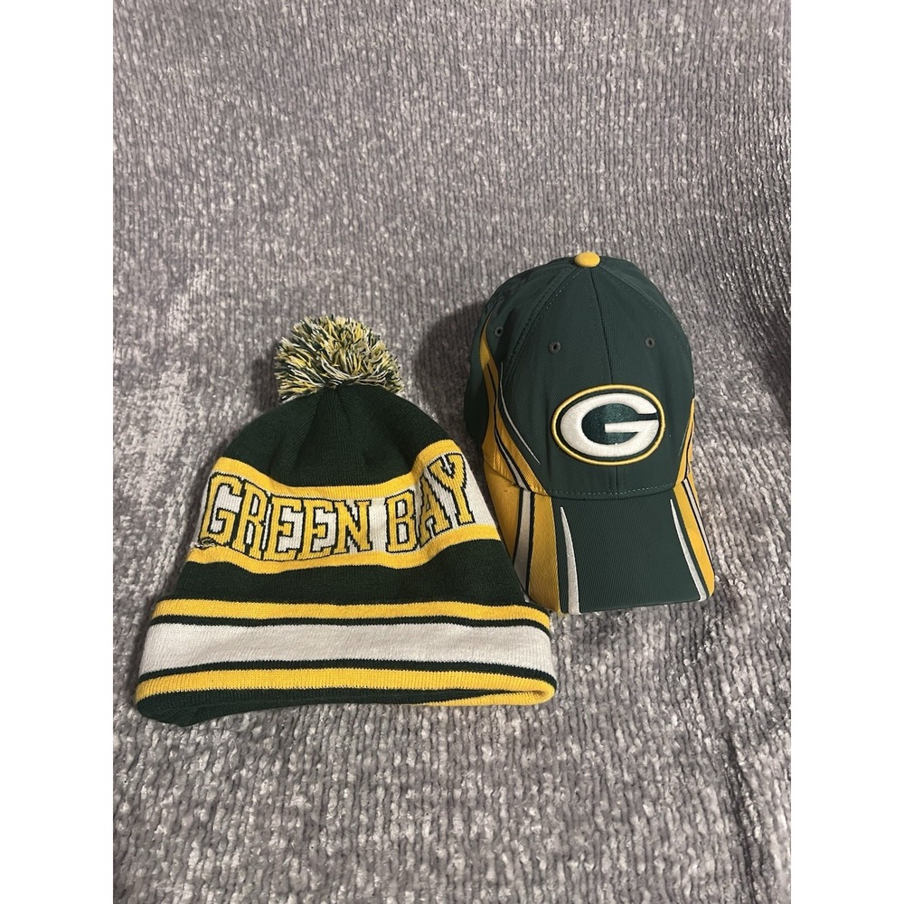 Green Bay Packers NFL Hat Retro Adult Striped Green Gold Reebok &winter Hat(h16)